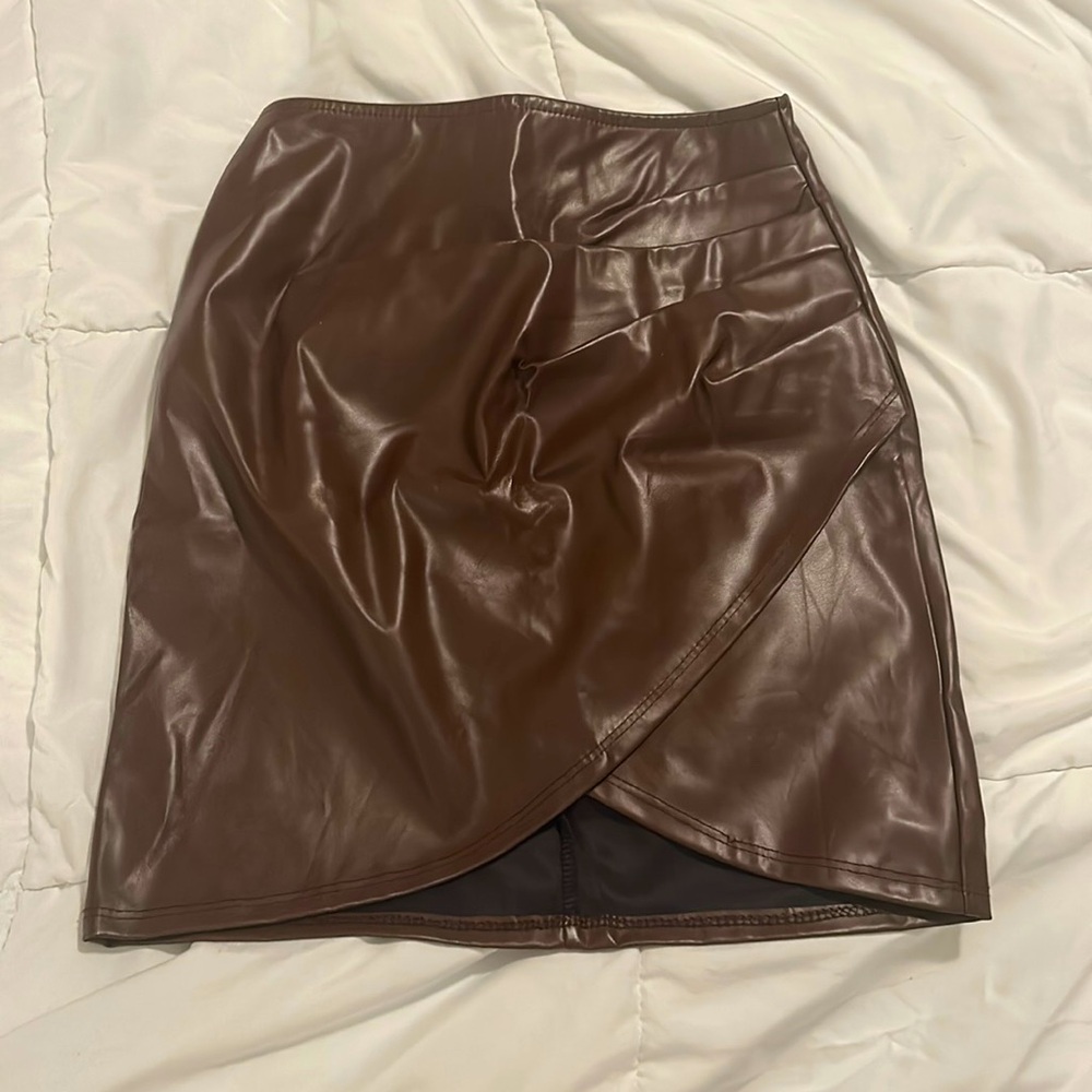 Windsor - Faux leather brown mini skirt